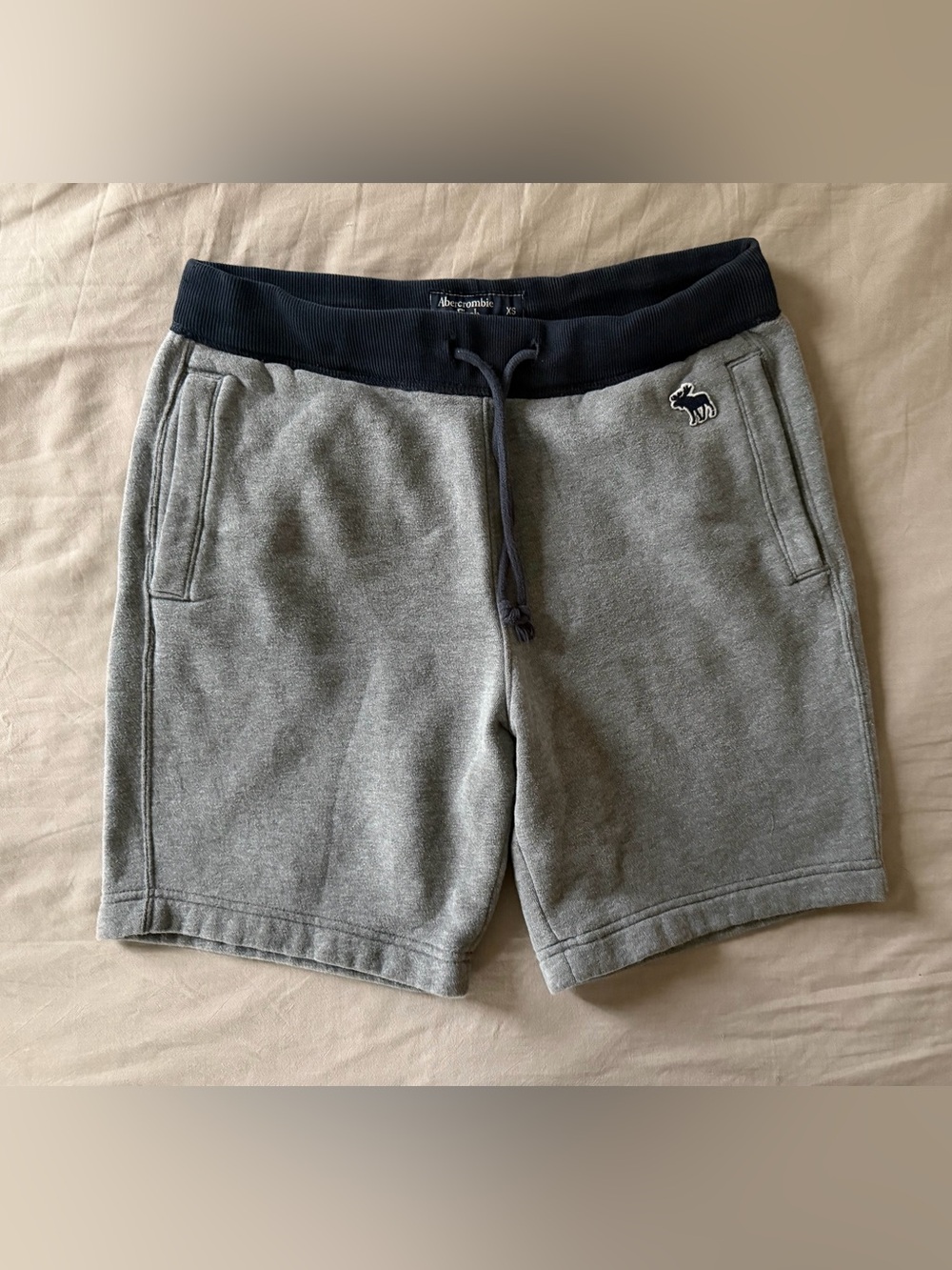 Abercrombie & Fitch Gray Shorts with Navy Drawstring Waistband